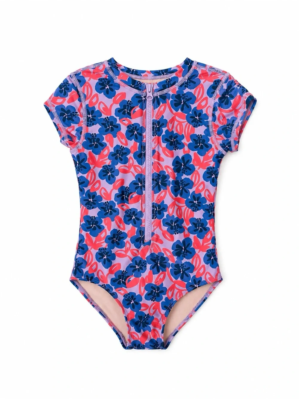 Tea Collection Girls Floral Short Sleeve One Piece Swimsuit Size 7
